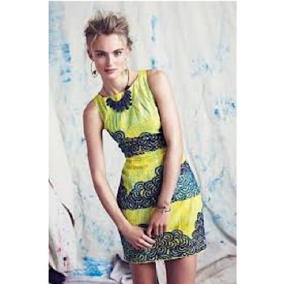 NWT Anthropologie Tabitha Neon Azure Scroll Dress 0 - Picture 1 of 7